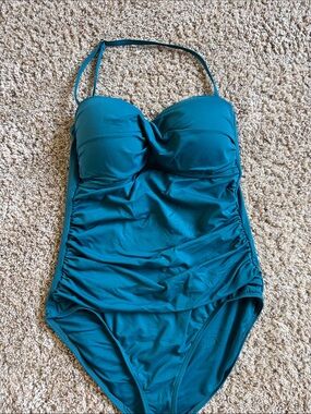 Anne Cole Teal Ruched One-Piece Swimsuit